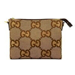 Gucci Jumbo Shoulder Bag Strap Clutch Sherry Line GG Canvas
